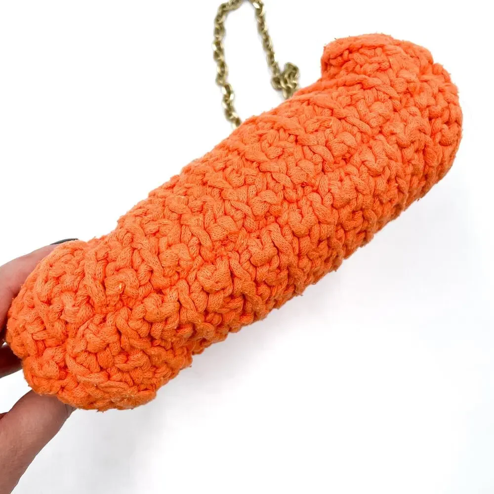 Kooreloo Mediterraneo Clutch Bag Orange Crochet‎ Knit Detachable Chain Strap